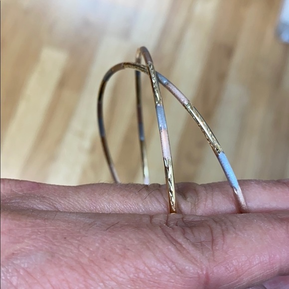 3” inches large 14k yellow Gold Hoop Earrings - Picture 6 of 6